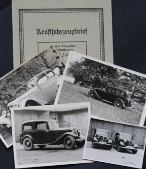 Adler 25 PS Kabrio-Limousine 1939 Kraftfahrzeugbrief und 4 Photos (0133)