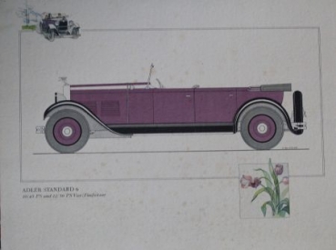 Adler Standard Favorit Modellprogramm 1928 Köhler Motive Automobilmappe (0122)