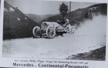 Mercedes-Benz 1907 Semmering Rennen Continental Pneumatic Originalpostkarte (0358)