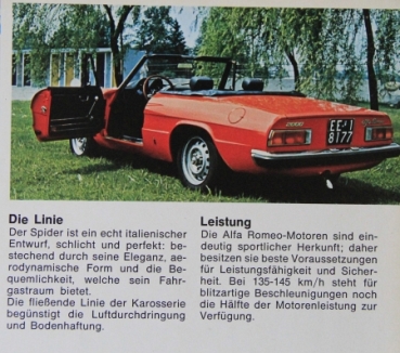 Alfa Romeo Spider 2000 Modelprogram 1969 Carbrochure (0476)
