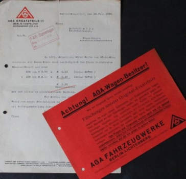 AGA Automobiles 1931 Correspondence (0455)