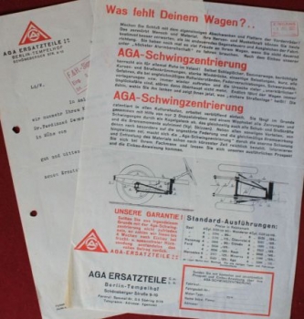 AGA Automobiles Modelprogram 1931 "Was fehlt Deinem Wagen?" Carbrochure (0637))