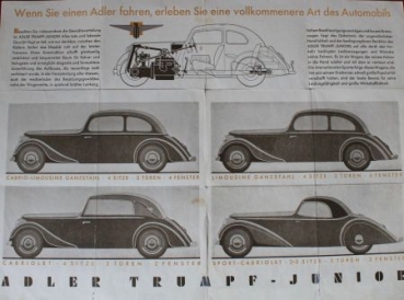 Adler Trumpf Junior Modelprogram 1936 Carbrochure (0635)
