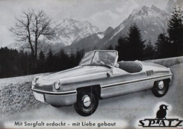 Spatz Fahrzeugbau Traunreut "Mit Sorgfalt erdacht" 1956 Automobilprospekt (0652)