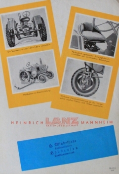Lanz Bulldog 17 PS D 1706 Modelprogram 1949 Tractorbrochure (0656)