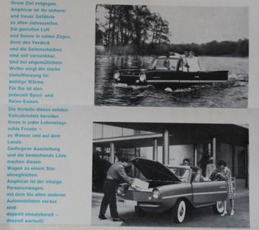 Amphicar Modellprogramm 1963 "Ein Traum wird wahr..." Automobilprospekt (1596)