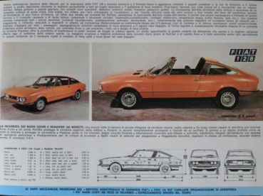 Moretti Fiat 128 Coupe Modellprogramm 1969 Automobilprospekt (0721)