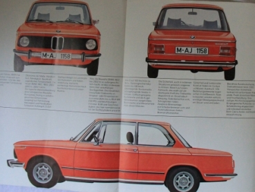 BMW 1602 - 2002 Cabrio Modellprogramm 1974 Automobilprospekt (0779)