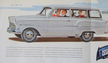 Opel Caravan Modellprogramm 1956 Automobilprospekt (0943)