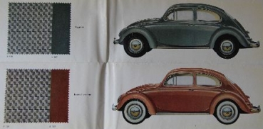 Preview: Volkswagen Käfer 1200 Modellprogramm 1958 Farbenkarten Automobilprospekt (1101)