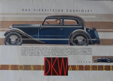 DKW Front Modelprogram 1933 Reuters-Drawing Carbrochure (0754)