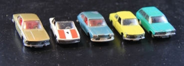 Schuco Lot1972 five Cars BMW, Opel, VW DieCast Models (1760)