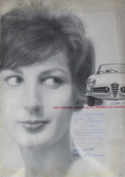 Alfa Romeo Giulietta Spider Modelprogram 1961 "Die Freude, einen Alfa zu fahren" Carbrochure (1817)