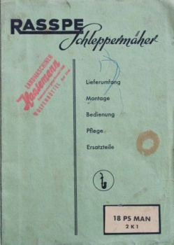 MAN 18 PS Schleppermäher 2 K1 Rasspe 1955 Betriebsanleitung (4651)