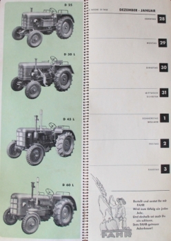 Fahr Factoryfabric Tractor-Yearcalendar 1953 (2070)