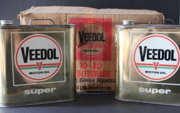 Veedol Oeldosen Motoroel 1960 Mulitgrade 5 Liter Originalkarton mit 5 Dosen (4756)