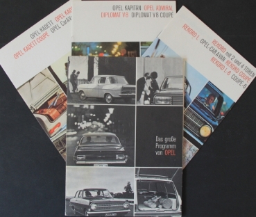 Opel Modelprogram 1965 Automobil-Sellingmap with 3 brochures (2198)