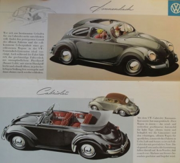 Volkswagen Beetle Modelprogram 1958 "Bewaehrt und begehrt in aller Welt" Reuters-Drawings Carbrochure (4760)