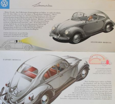 Volkswagen Beetle Modelprogram 1958 "Bewaehrt und begehrt in aller Welt" Reuters-Drawings Carbrochure (4760)