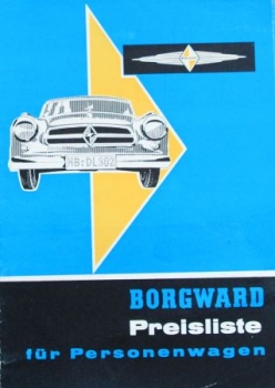 Borgward Isabella Pricelist 1958 Carbrochure (4808)