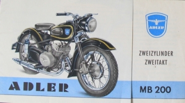 Adler MB 200 Zweitakt Modellprogramm 1955 Motorradprospekt (2314)