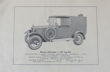 Mauser Typ M 6/24 PS Lieferwagen 1926 Automobilprospekt (4945)
