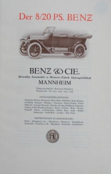 Benz  8/20 PS Modelprogram 1912 Carbrochure (5097)