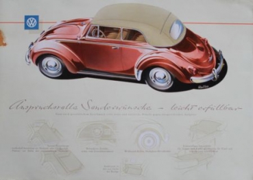 Volkswagen Beetle Convertible Modelprogram 1955 Reuters-Drawings Carbrochure (5096)