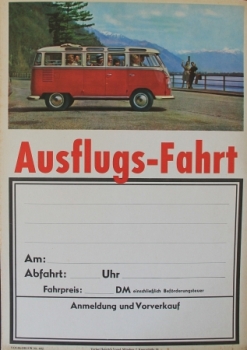 Volkswagen T1 Transporter Sambabus 1958 "Ausflugs-Fahrt" Werbeplakat (2575)