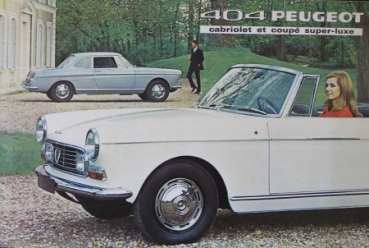 Peugeot 404 Cabriolet Coupe Super Luxe Modellprogramm 1967 Automobilprospekt (2970)