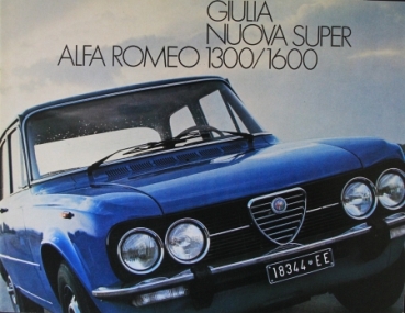 Alfa Romeo Giulia 1300 Nuova Super Modellprogramm 1974 Automobilprospekt (2983)