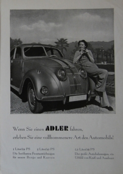 Adler Automobiles Modelprogram 1938 Special Exhibition Vienna Carbrochure (3206)