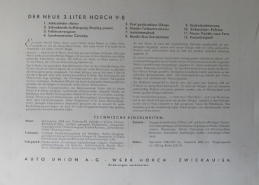 Horch 830 Sedan Modelprogram 1933 Reuters-Drawings Carbrochure (3271)