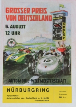 "Großer Preis von Deutschland" Nürburgring August 1962 Rennprogramm (3364)