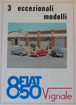 Vignale 850 Fiat Modellprogramm 1968 Automobilprospekt (3372)