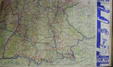 DKW Roadmap 1955 Auto-Union Maprole Germany "Nur Original-DKW Ersatzteile verwenden" (3465)