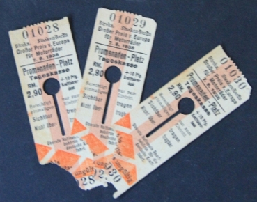 Grand-Prix Europe Berlin Entry Tickets 1938 Motorracing-Sport (3532)