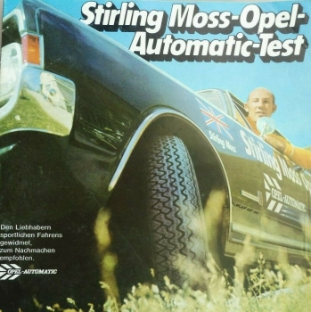Opel Rekord Modelprogram 1968 "Stirling Moss Automatic-Test" Carbrochure with Stirling Moss Autograph (1404)