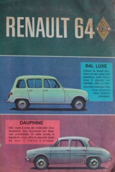 Renault Modellprogramm 1964 Automobilprospekt (3716)