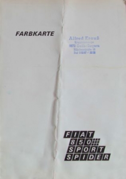 Fiat 850 Sport Spider 1972 Farbkarte (3722)