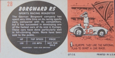 Borgward RS Racingcar 1954 Collectiblecard (3922)