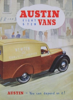 Austin Eight-Ten Vans 1939 "You can depend on it" Lastwagenprospekt (4099)