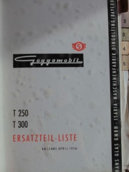 Preview: Glas Goggomobil T 250 - T 300 Ersatzteil-Katalog 1957 (4108)