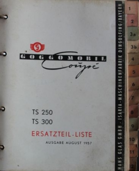 Preview: Glas Goggomobile Coupe TS 250 - 300 Ersatzteil-Liste 1957 (4106)