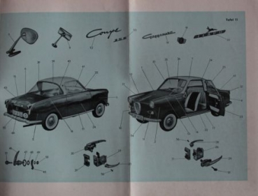 Preview: Glas Goggomobile Coupe TS 250 - 300 Ersatzteil-Liste 1957 (4106)
