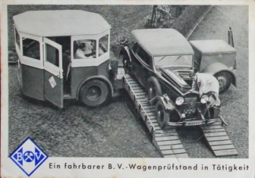 BV Aral 1938 "Fahrbarer Wagenprüfstand" Tankstellen-Prospekt (6128)