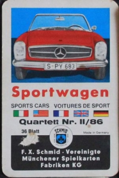 Schmid Spiele "Sportscars" Cardgame 1965 (3805)