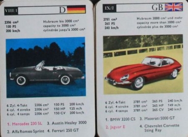 Schmid Spiele "Sportscars" Cardgame 1965 (3805)