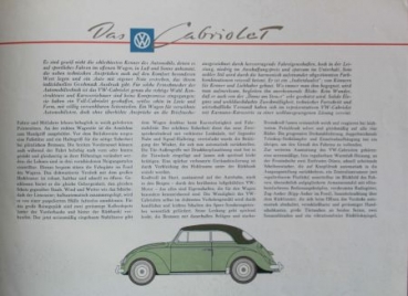 Volkswagen Beetle Convertible Modelprogram 1958 Reuters-Drawings Carbrochure (6283)