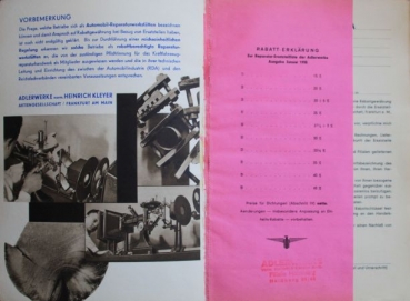 Adler Trumpf Diplomat Standard 1935 Sparepart-List (2729)